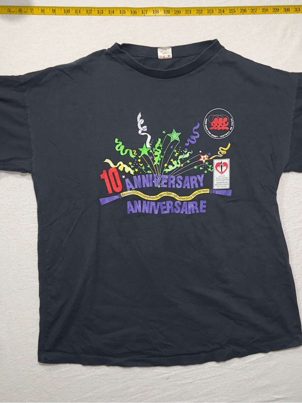 10th Anniversary jump rope for heart Graphic Tee - Black single stitch